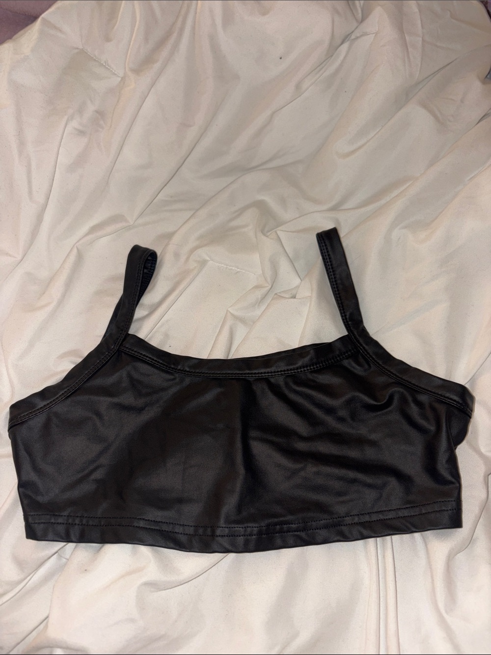 Black Satin-Look Crop Bralette - Women Intimates - Picture 1 of 1